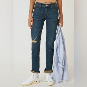 Anthropologie Pilcro Slim Boyfriend Jeans, “Denim Dark”, 27 Petite
